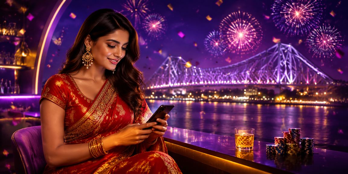 Kolkata Howrah Bridge Poker Game with Saree colors